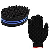 Clzemo 2Pcs Curl Sponge Set for Black Men and Women, Magic Twist Curls Hair Sponge Barber Brush and