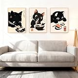 Xiyocadt 3er Poster Set,Lustige Katze 