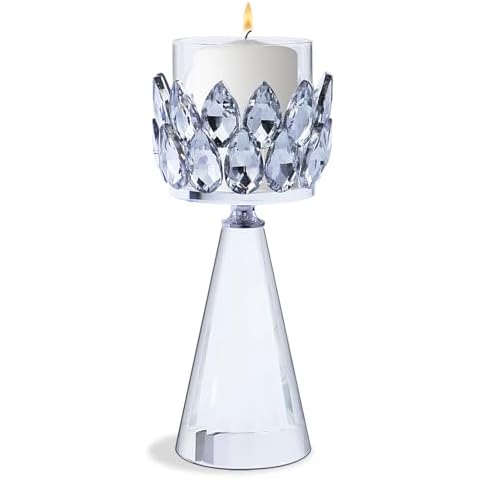 Luxury Silver Crystal Glass Candle Holder Cover
