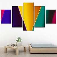 SIGNWIN 5 Panel Canvas Wall Art Modern Art Abstract Closeup Colorful Cool Geometric Minimalist Mixed Media Multicolor Patterns for Home Decorations Ready to Hang - 60