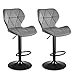 SONGMICS LJB071G02 stołki barowe, krzesła kuchenne ze stabilnym metalowym stelażem, krzesła z obiciem z aksamitu, podnóżek, regulowana wysokość siedziska, łatwy montaż, retro, jasnoszary