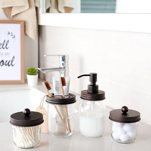 Amolliar Mason Jar Liquid Soap Dispenser Lid, Rust Proof Stainless Steel, Cute Farmhouse Decor for Kitchen, Bathroom, Bath, Refill Liquid Soap Pump for Hand Soap, Dish Soap, Lotion Soap,Bronze 2 Pack by Amolliar - Image 2