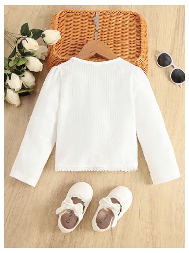 Floerns Toddler Girl's Flower Long Sleeve Cardigan Sweater Bolero Shrug Kids Knitwear Jacket2