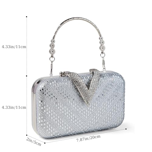 Image of Rhinestone Crystal Clutch Purse Sparkly Evening Bag with Chain