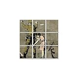 Lot de 9 carreaux en céramique 10,8 x 10,8cm, dimension totale: 32,4 x 32,4 cm