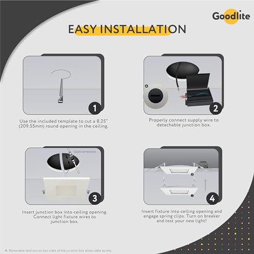 Goodlite 8-inch 24W - LED Recessed Ultra-Thin Square Slim Wafer Downlight, Dimmable (Triac), 2200 Lumens, 3 Color Selectable 3000K-4100K-5000K, CRI 90+, ETL Listed, 50k Hour, 225W Equal, 1ct (G-20229) by Goodlite - Image 7