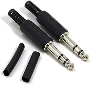 Ancable 2-Pack 1/4" Stereo Phone Plug, Solder Type Cost-Effective Plastic 6.35mm TRS Connector with Shrinkle Tube for Patch Cables, XLR Cables