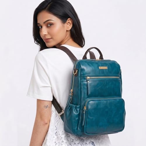 Image of VISMIINTREND Backpack for Woman /Teens Girl, Leather, Stylish, Handbag, Purse,Ladies,Office,Travel,College,Daily-Use,14-inch Laptop Bag, Elegant, Gifts for Women /Girls, Birthday Gift for Wife /Sister