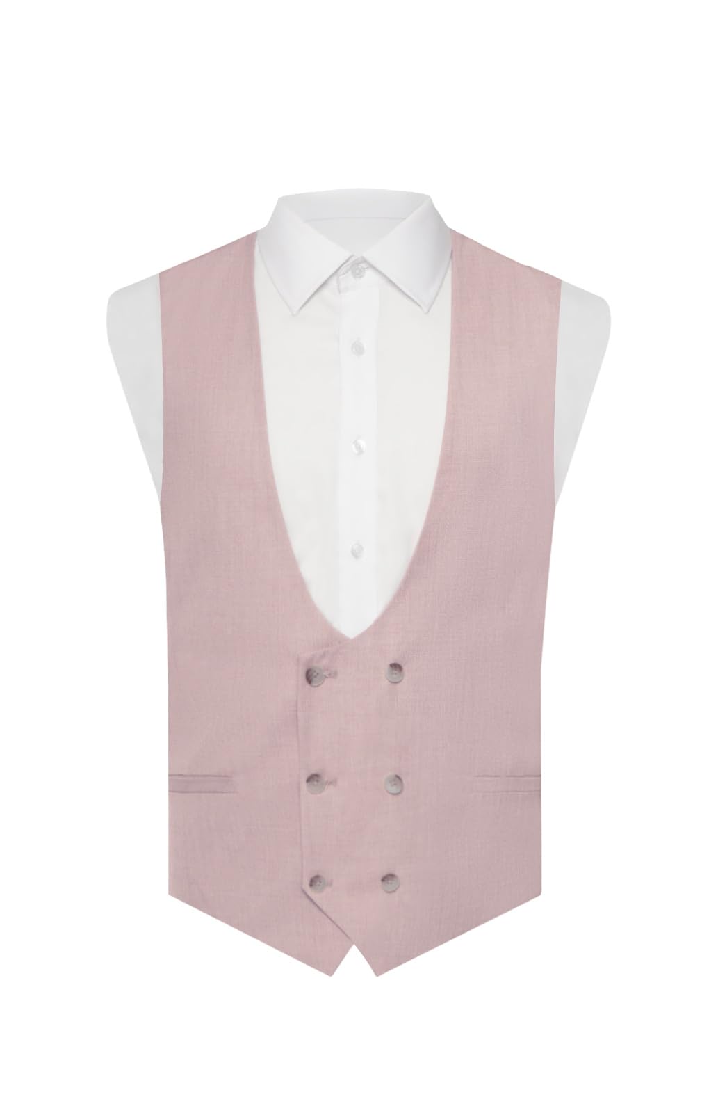 Dobell Mens Pink Sharkskin Waistcoat Regular Fit Double Breasted-M (38-40in)