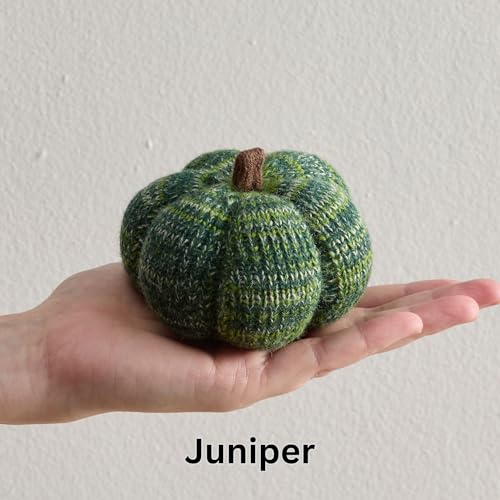 Image of Set of 3 Cozy Mini Knit Pumpkins (Juniper Multi-Size Set) | Autumn Table Home Decor, Fall Seasonal Gift, Green Accent Kitchen Decor