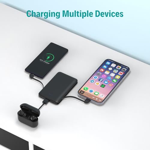 Smallest Portable Charger Built-in Cables 5000mAh,Ultra Slim Power Bank | Mini High Speed External Battery Packs,Lightweight USB C Phone Charger for iPhone Samsung Google Android (Black) - image 6