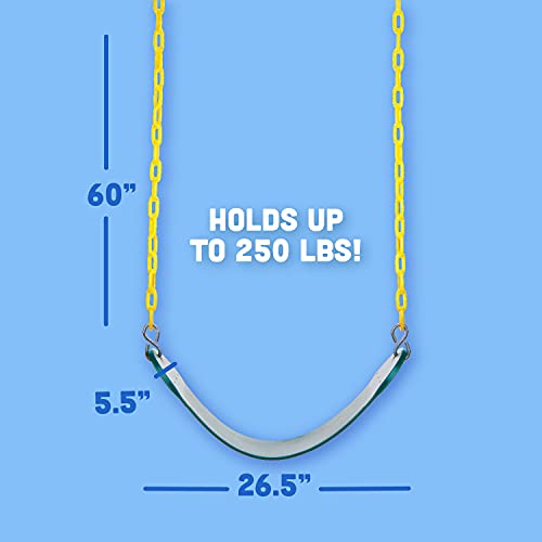 Squirrel Products 2 Pack Heavy Duty Strap Swing Seat - Swing Set Strap Swing Seat Replacement With Plastic Coated Chain For Easy Install - Green #TOP5