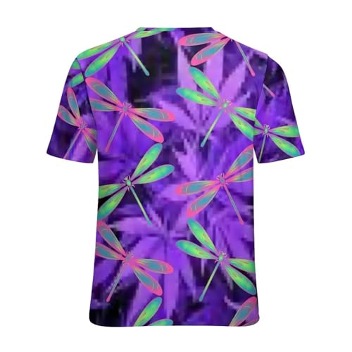T-shirt imprimé libellule vêtement décontracté d'été XL