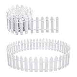 Swetup Miniatur Garten Zaun, 2 Stück Miniatur Zaun Gartenzaun 90cm X 5cm Mini Zaun aus Holz Zierzaun Holzzaun Micro-Landschaft Zubehör für Weihnachtsbaum, Feengarten, Puppenhaus, DIY-Zubehör, Weiß