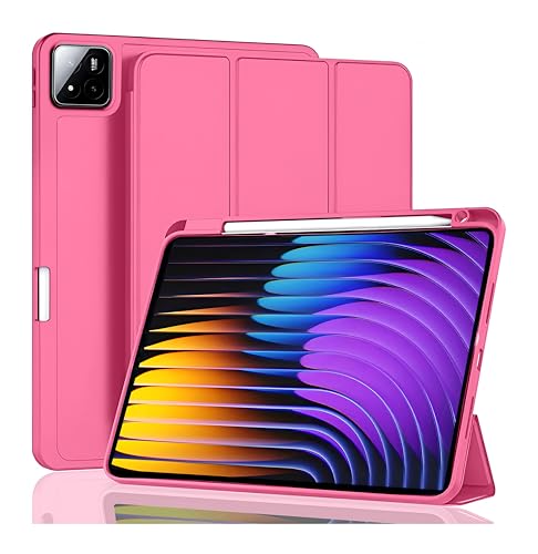 Image of ProElite Cover for Xiaomi Mi Pad 7 /7 Pro 11.2 inch Cover, Soft Flexible Flip Case Cover with Pen Holder for Xiaomi Pad 7 /7 Pro 11.2 inch, Support Auto Sleep Wake, [Recoil Series] - Hot Pink