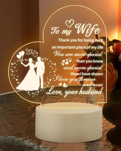 Image of Gifts for Wife, Birthday Gift for Wife, Valetaines Day Gift for Wife Girlfriend, Unqiue Gifts for Pregnant Wife for Wedding Anniversary, LED Night Lamp Wife Gifts from Husband,