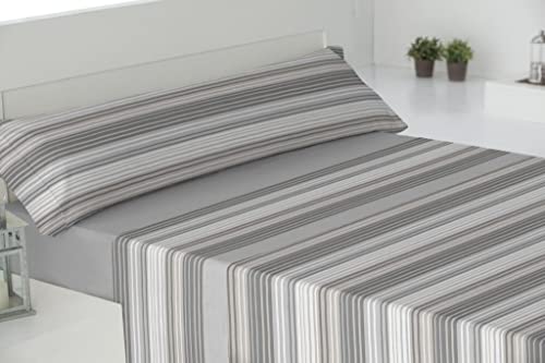Donegal Collections - Juego de Sábanas Tres Piezas Algodón/Poliéster - Juego de sabanas 90x190 - Sabanas 90x200 - Incluye Sabana Bajera, Sabana Encimera, Funda de Almohada - (Gris Milos, 90x190/200) Cover