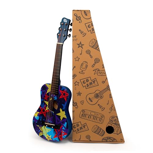 CB SKY 30-inch Junior/Student Acoustic Metal Strings Guitar for Beginner/Kids ages 5-8(Starry)