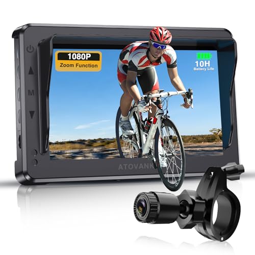 Bicycle Rear View Camera with Zoom Function 10-Hour Battery Life 4.3 1080P HD Display Adjustable Angle 130/110/90/60 Bike Camera for Ebikes Mopeds Road & Mountain Bikes