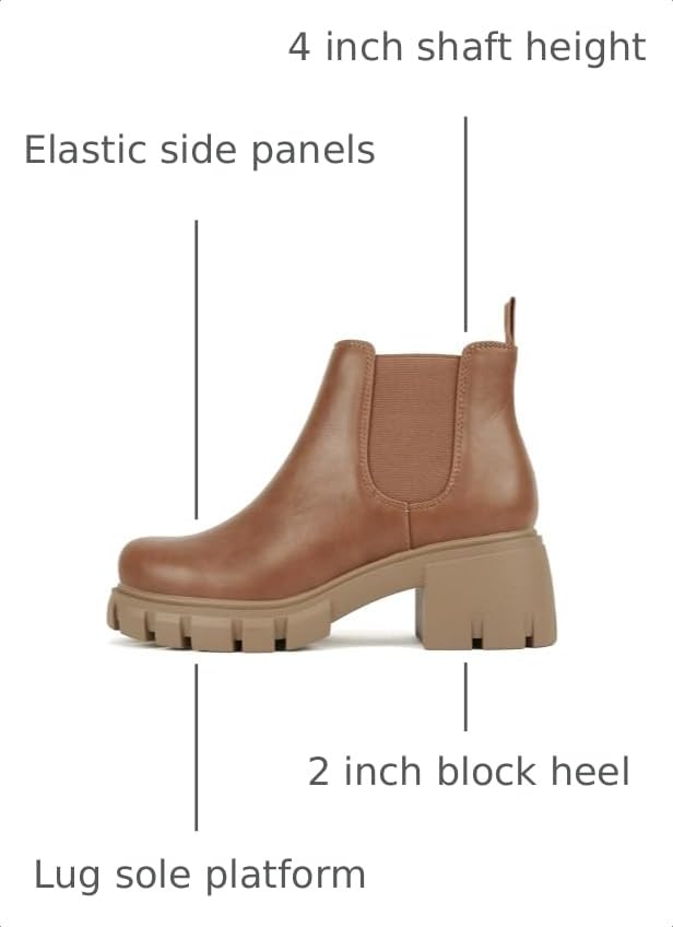 Image of Soda PIONEER ~ Women Lug Sole Mid Heel Chelsea Fashion Ankle Bootie w /Double Elastic Gore