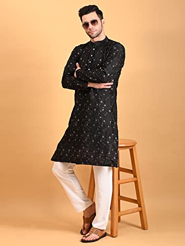 Image of Uri and MacKenzie Embroidery Silk Men's Kurta Pyjama Set