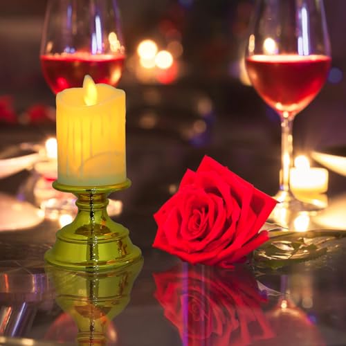 Velas doradas decorativas con base para cenas de aniversario y mesas de centro elegantes 3