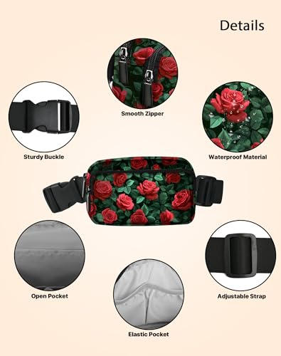 Image of Rose Fanny Pack for Women Belt Bag Fashion Everywhere Waist Pouch Lightweight Crossbody Bags with Adjustable Strap