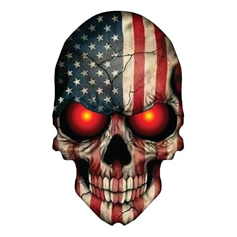 BOLDERGRAPHX 2027 Skull Decal with American Flag and Glowing RED Eyes 5.5"x3.25" Cover