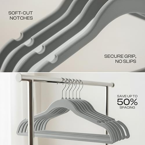 Utopia Home - Antirutsch-Kleiderbügel aus Samt - rutschfeste und strapazierfähige Kleiderbügel aus Samt - Stark genug, Jacken und Pullover zu halten (Grau, 20er-Pack)