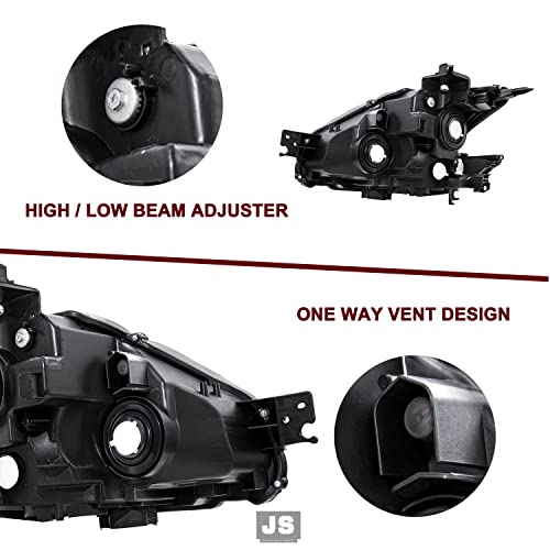 Jsboyat Headlight Assembly For 2009-2014 Maxima 4-Door Sedan Halogen Headlamp Driver And Passenger Side (Black Housing With Amber Reflector) #TOP7