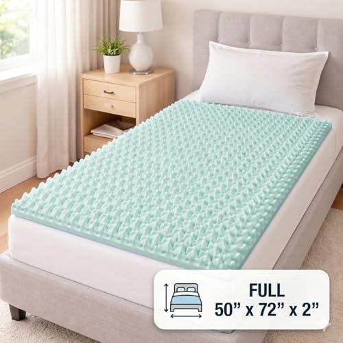 Image of DMI Foam Mattress Topper, Egg Crate Foam Pad, Mattress Pad and Bed Topper for Support, Air Circulation, Pressure Relief and Weight Distribution, Full Size Mattress, 50 x 72 x 2, Blue