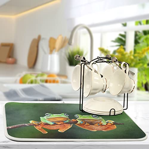 Vvfelixl G58514875P523C558S1114 Dish Drying Mat Rain Forest Frog Drying Pad Microfiber Absorbent Dish Drainer thumb #4