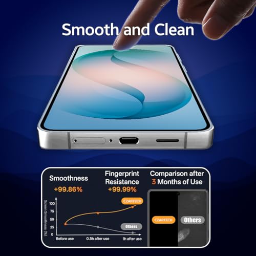 Image of Czartech Tempered Glass for Samsung Galaxy S26 | Edge to Edge Full Coverage Screen Protector | HD Clear Display | Smooth Touch Response | 9H Scratch Resistant Protective Glass