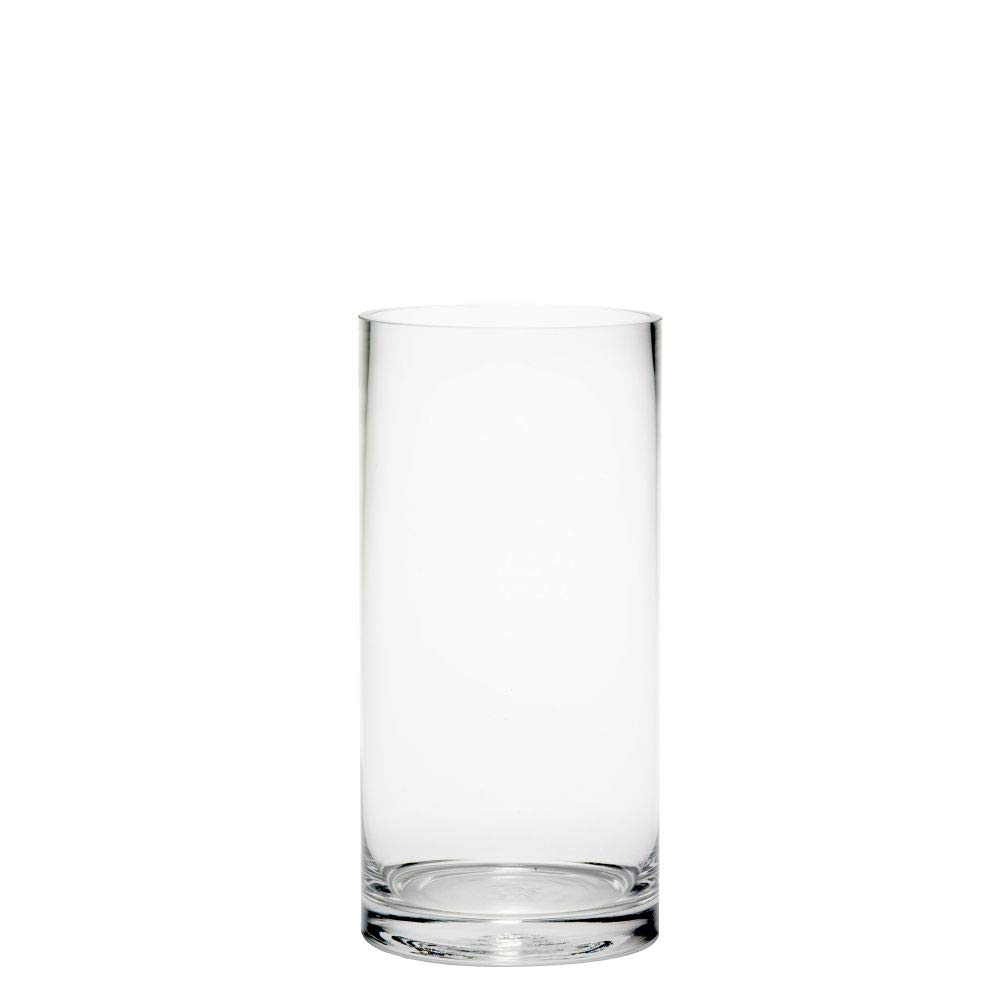 Floralcraft® 12cm x 25cm Clear Glass Cylinder Vase, Decorative Tall Flower Vase Plant Bud Container for Home Office Wedding Table Centerpiece