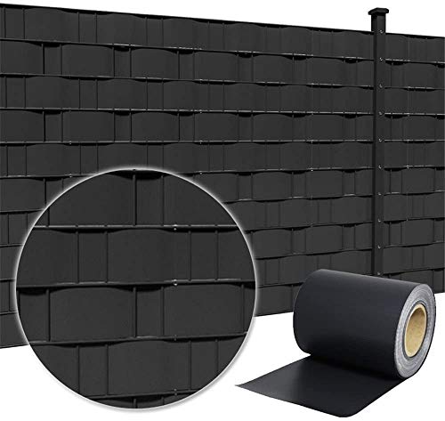 LZQ Bandes brise-vue en PVC extra épaisses, opaques, double fil avec 20 clips de fixation pour clôture de jardin ou balcon, 35 m x 19 cm, Anthracite