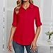 Women's Button Down Shirts Collared Fitted Dress Shirts Long Sleeve Wrinkle Blouse Oversized V Neck T Shirts (RD2, M)