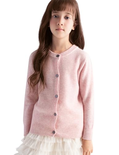 Girls 100% Merino Wool Cardigan Fall Winter First-Line Ready to Wear Crewneck Long Sleeve Seamless Sweater