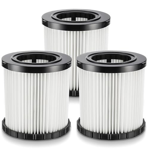 DCV581H DCV580H Vacuum Replacement Filter for DEWALT 20V MAX Wet/Dry VAC DCV580H (Cordless) DCV581H DCV5801H Portable Shop Vac Vacuum 2 Gallon Tank Capacity, Washable and Reusable Hepa Filter, 3 Pack
