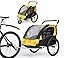 Fiximaster 360 ° Giratorio Niños Bicicletas Remolque Transporte Buggy Carrier Dos Asiento Bebé Niños con Mango Freno y Rueda Protector BT502 Amarillo