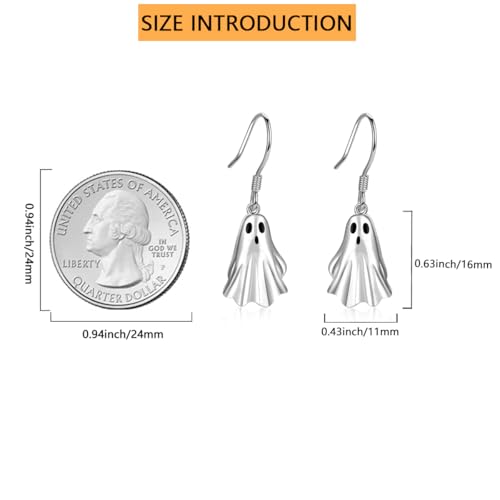Pumpkin Ghost Earrings 925 Sterling Silver Halloween Party Magic Hat Pumpkin Dangle Earrings Ghost Horror Halloween Earrings Gift for Women3