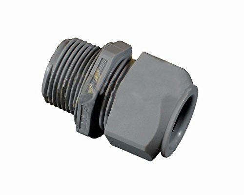 Liquid Tight Strain Relief Cord Grip - 3/4 Inch NPT Thread, w/1 Round Hole for 0.4" to 0.7" Diameter Wire, Gray, Heyco (Pack of 5)