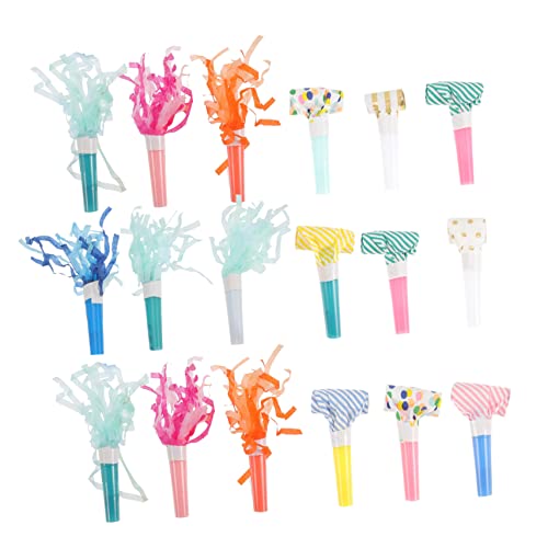 Sosoport 27 Piezas accesorios de fiesta cuerno de juguete víspera de Año Generador de ruido toys decoración fiesta fabricante de ruido de bocina reventones matracas silbidos papel