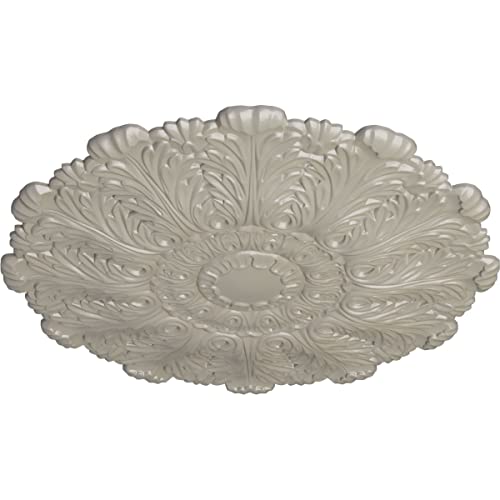 Image of Ekena Millwork CM31DUPWS 31 inchOD X 1 1 /2 inchP Durham Ceiling Medallion Fits Canopies Up To 4 1 /4 inch, Pearl White