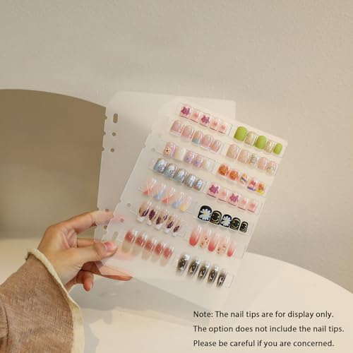 A5 Nagel Organizer Set,mit Druckknopf und Loseblatt System,1 Stk A5 O-förmiger Clip,6 Stk Seitenteile,mit Klebeband,Herausnehmbares Nailart Aufbewahrungsalbum,Album für fertige Nailart Sammlungen
