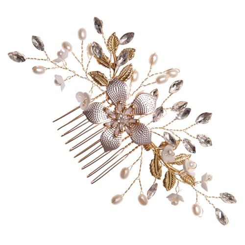 SMASOLO ブライダルヘッド 珍珠フラワーヘアコーム 軽量で快適 挿しやすい結婚式用髪飾り 花嫁とパーティー向け