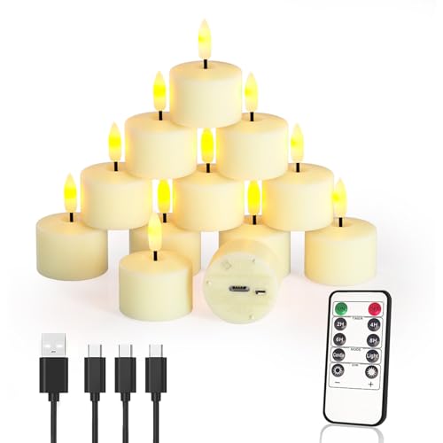Ntewidbroansa Flameless Rechargeable Tea Lights with Remote Timer - LED