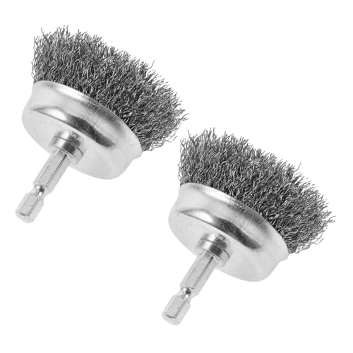 OSALADI Versatile 2pc Wire Brush Set Steel Wire Wheel Brush for Drill Cleaning Hexagonal Handle for Comfort