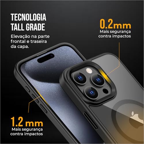 Gshield Capa Case Capinha Preta Compatível com MagSafe para iPhone 13
