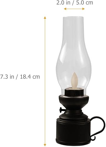 Miniatura 2 de Zerodeko Lámpara de queroseno vintage sin llama, lámpara de mesa LED de queroseno, lámpara transparente de huracán, funciona con pilas, mesita de