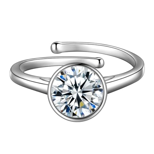 Anillos ajustables chapados en plata KR0036 con piedra de nacimiento para niñas